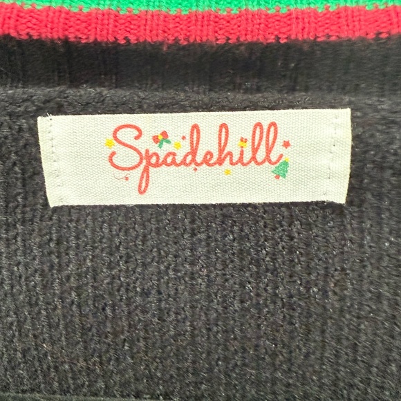 Holiday Black Cardigan with Festive Patterns XL - Picture 3 of 7